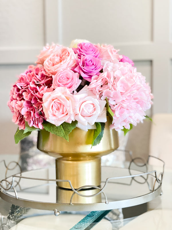 X-Large REAL TOUCH Roses, Peonies, Hydrangeas Arrangement, Artificial Faux Centerpiece, Floral Flowers Elegant French Arrangement, Decor