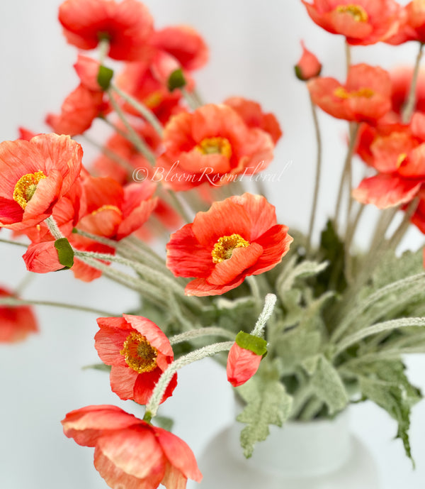 23 Inch Poppy Stem Tall Luxury Quality Artificial Flower | Wedding/Home Decoration | Gifts Decor | Floral Faux Floral, Poppy Stem