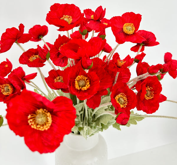 23 Inch Poppy Stem Tall Luxury Quality Artificial Flower | Wedding/Home Decoration | Gifts Decor | Floral Faux Floral, Poppy Stem