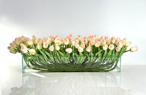 100 Pink Modern Long REAL TOUCH Tulips Arrangement Artificial Faux Table Centerpiece Floral Flower Arrangement Wedding French Style Decor