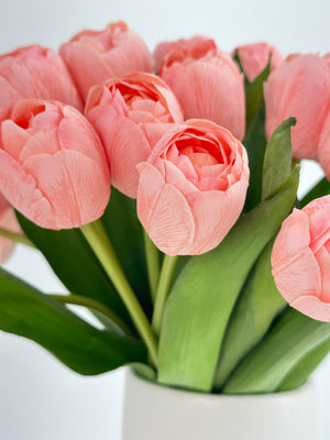 6-Stem Real Touch Tulips Artificial Flower, Realistic Luxury Quality Artificial Kitchen/Wedding/Home Gifts Decor Floral Craft DIY
