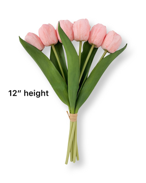 6-Stem Real Touch Tulips Artificial Flower, Realistic Luxury Quality Artificial Kitchen/Wedding/Home Gifts Decor Floral Craft DIY