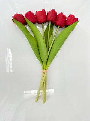 6-Stem Real Touch Tulips Artificial Flower, Realistic Luxury Quality Artificial Kitchen/Wedding/Home Gifts Decor Floral Craft DIY