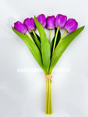 6-Stem Real Touch Tulips Artificial Flower, Realistic Luxury Quality Artificial Kitchen/Wedding/Home Gifts Decor Floral Craft DIY
