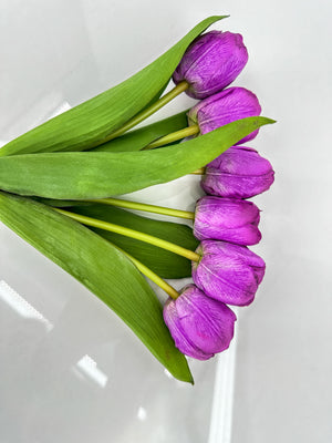 6-Stem Real Touch Tulips Artificial Flower, Realistic Luxury Quality Artificial Kitchen/Wedding/Home Gifts Decor Floral Craft DIY