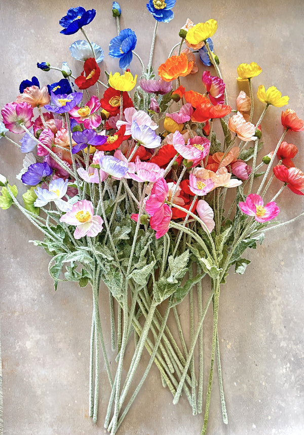 23 Inch Poppy Stem Tall Luxury Quality Artificial Flower | Wedding/Home Decoration | Gifts Decor | Floral Faux Floral, Poppy Stem