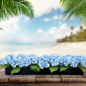 Blue Modern Long REAL TOUCH Hydrangeas Arrangement Artificial Faux Centerpiece Floral Flower Arrangement Silk Flowers Black Vase French Decor