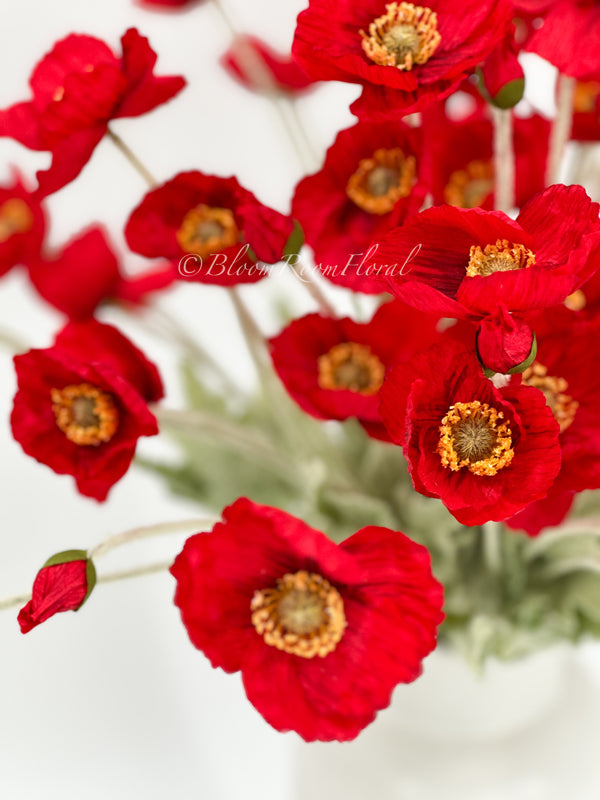 23 Inch Poppy Stem Tall Luxury Quality Artificial Flower | Wedding/Home Decoration | Gifts Decor | Floral Faux Floral, Poppy Stem