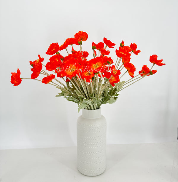 23 Inch Poppy Stem Tall Luxury Quality Artificial Flower | Wedding/Home Decoration | Gifts Decor | Floral Faux Floral, Poppy Stem