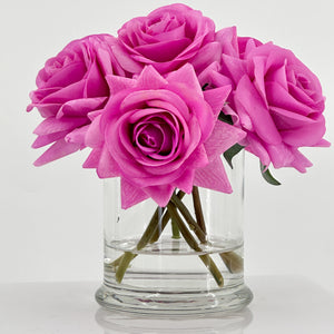 Real Touch Roses Floral Arrangement, Small Rose Flower Centerpiece Unique Cozy Flower Arrangement Faux Rose Table Centerpiece Wedding Decor