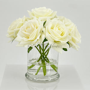 Real Touch Roses Floral Arrangement, Small Rose Flower Centerpiece Unique Cozy Flower Arrangement Faux Rose Table Centerpiece Wedding Decor
