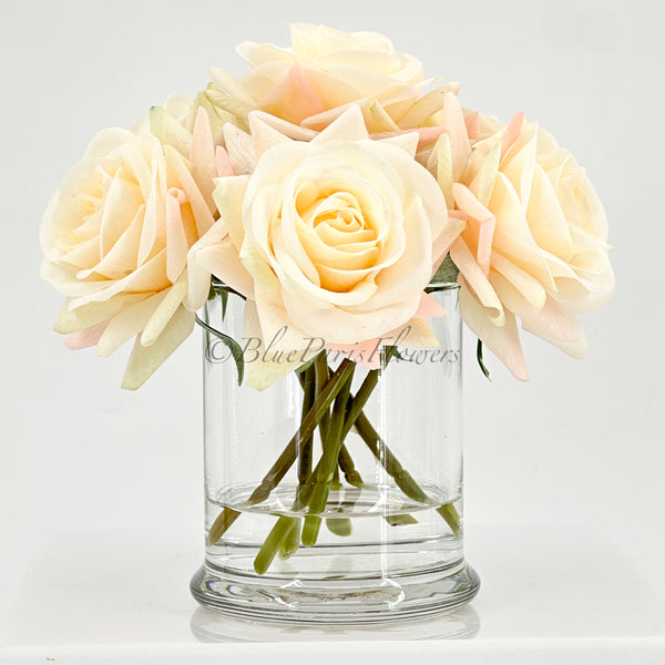 Real Touch Roses Floral Arrangement, Small Rose Flower Centerpiece Unique Cozy Flower Arrangement Faux Rose Table Centerpiece Wedding Decor