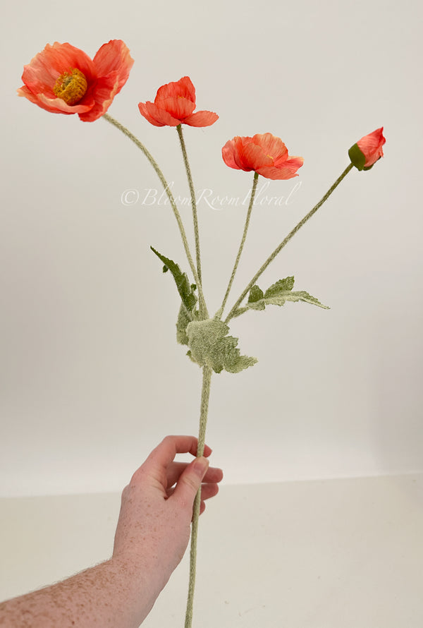 23 Inch Poppy Stem Tall Luxury Quality Artificial Flower | Wedding/Home Decoration | Gifts Decor | Floral Faux Floral, Poppy Stem