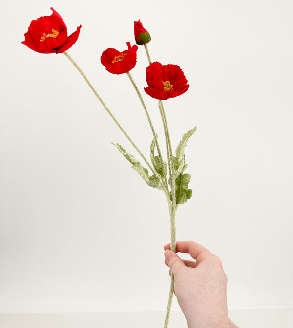 23 Inch Poppy Stem Tall Luxury Quality Artificial Flower | Wedding/Home Decoration | Gifts Decor | Floral Faux Floral, Poppy Stem