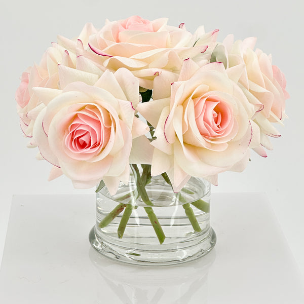 Real Touch Roses Floral Arrangement, Small Rose Flower Centerpiece Unique Cozy Flower Arrangement Faux Rose Table Centerpiece Wedding Decor