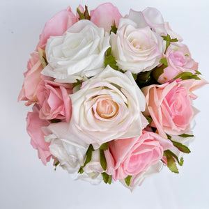 Real Touch Roses in Gold Vase, Faux Flowers, Floral Centerpiece, Gift/Decor, Elegant French Country