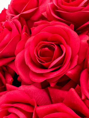 55 Real Touch Red Roses Arrangement in Vase French Country Artificial Flowers Faux Floral Home Decor Realistic Floral Arrangement Black Vase