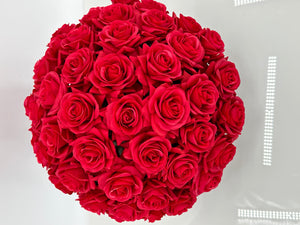 55 Real Touch Red Roses Arrangement in Vase French Country Artificial Flowers Faux Floral Home Decor Realistic Floral Arrangement Black Vase