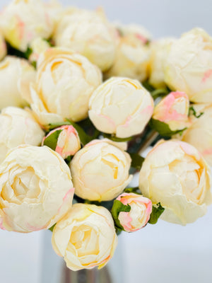 Dried Look Peonies | 9 Stems Cream Artificial Wedding | Home Decoration | Gifts | Decor Floral Flowers, High-Quality Realistic Arrangement