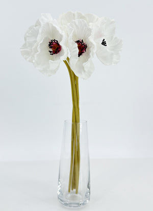 5 Stem Pink Poppy Bunch | 12" Tall Luxury Real Touch Quality Artificial Flower | Wedding/Home Decoration | Gifts Decor | Floral Faux Floral