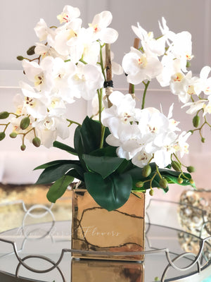 White 8 Stems Phalaenopsis Orchid Arrangement, Real Touch Flower