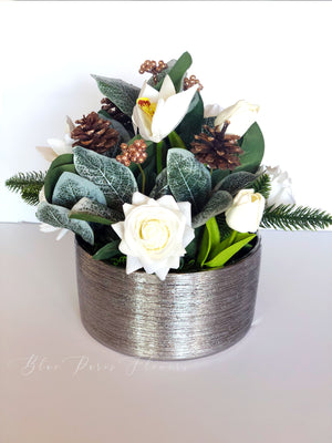 Christmas Artificial Flower Arrangement-Christmas Faux Centerpiece-Christmas Fake Flowers-Real Touch Flower Centerpiece-Christmas Gift-Decor