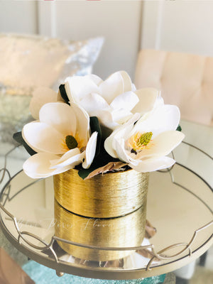 Luxurious White Magnolia Arrangement-Real Touch-Artificial Faux Centerpiece-Fake Flower Centerpiece-Home Decor