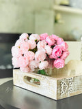 Light Pink Peonies, Centerpiece, Faux Flower Arrangement | French Country | Arrangement in Clear Glass Vase | Modern Style