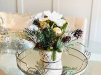 Christmas Artificial Flower Arrangement-Christmas Faux Centerpiece-Christmas Fake Flowers Centerpiece-Christmas Gift-Decor