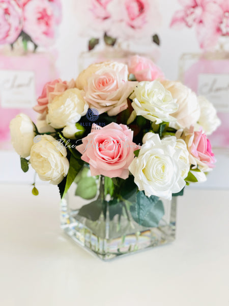 Light Pink u0026 White Roses, Real Touch Flowers, Blush Peonies, Faux Flow –  Blue Paris Flowers