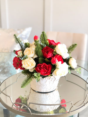 Christmas Artificial Flower Arrangement-Christmas Faux Centerpiece-Christmas Fake Flowers-Centerpiece-Christmas Gift-Decor
