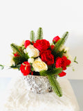 Christmas Artificial Flower Arrangement-Christmas Faux Centerpiece-Christmas Fake Flowers-Centerpiece-Christmas Gift-Decor