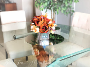 Thanksgiving Arrangement, Peonies Ranunculus in Vase, Floral Decor Centerpiece, Artificial Flowers Silk Floral Arrangement
