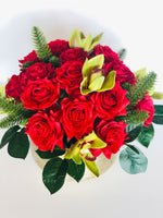Christmas Real Touch Red Roses Arrangement-Gold Vase- Floral Decor Centerpiece- Artificial Flowers Silk Arrangement-Fake Flowers Home Decor