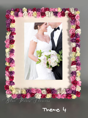 Floral Rose Picture Frame, Faux Pink Roses on Picture Frame, Birthday Gift, Nursery Decor, Kids Bedroom Decor, Wedding Decor