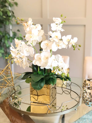 White 8 Stems Phalaenopsis Orchid Arrangement, Real Touch Flower