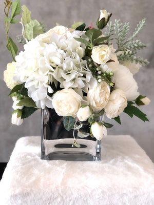 Floral Arrangement, Hydrangea, Peonies, Artificial Flower Centerpiece