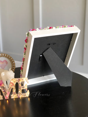 Floral Rose Picture Frame, Faux Pink Roses on Picture Frame, Birthday Gift, Nursery Decor, Kids Bedroom Decor, Wedding Decor