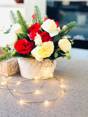 Christmas Artificial Flower Arrangement-Christmas Faux Centerpiece-Christmas Fake Flowers-Centerpiece-Christmas Gift-Decor