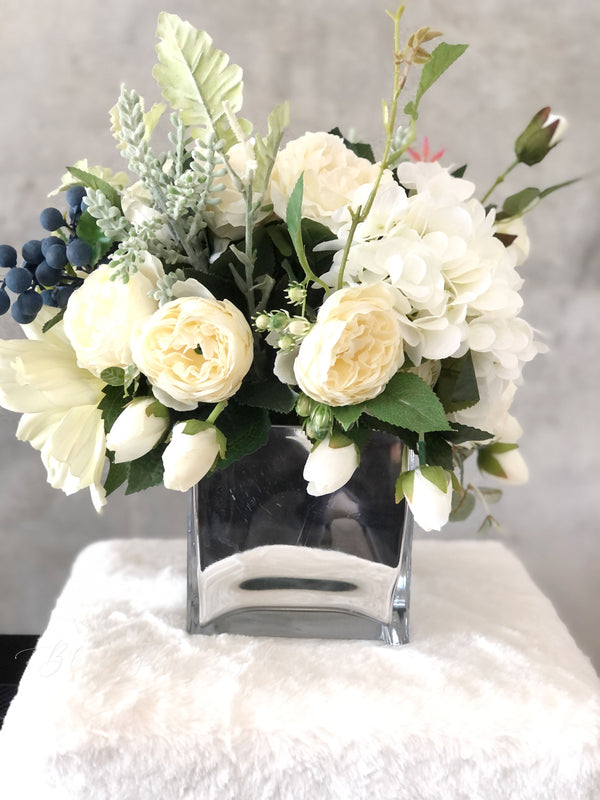 Floral Arrangement, Hydrangea, Peonies, Artificial Flower Centerpiece