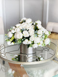 X-Large Modern White Floral Arrangement | French Country | Table Centerpiece | Unique Floral Faux Flowers in Glass Vase for Home Decor