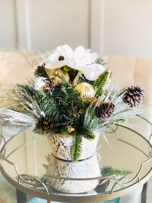 Christmas Artificial Flower Arrangement-Christmas Faux Centerpiece-Christmas Fake Flowers Centerpiece-Christmas Gift-Decor