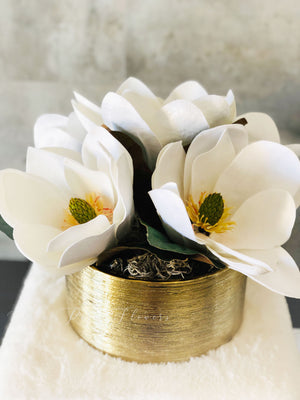 Luxurious White Magnolia Arrangement-Real Touch-Artificial Faux Centerpiece-Fake Flower Centerpiece-Home Decor
