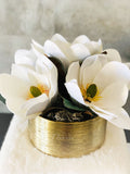 Luxurious White Magnolia Arrangement-Real Touch-Artificial Faux Centerpiece-Fake Flower Centerpiece-Home Decor
