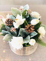 Christmas Artificial Flower Arrangement-Christmas Faux Centerpiece-Christmas Fake Flowers-Real Touch Flower Centerpiece-Christmas Gift-Decor