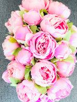Pink Peonies Floral Arrangement, Artificial Faux Centerpiece
