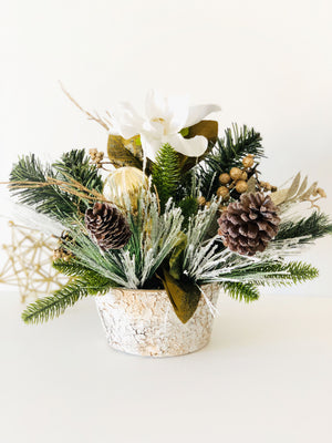 Christmas Artificial Flower Arrangement-Christmas Faux Centerpiece-Christmas Fake Flowers Centerpiece-Christmas Gift-Decor