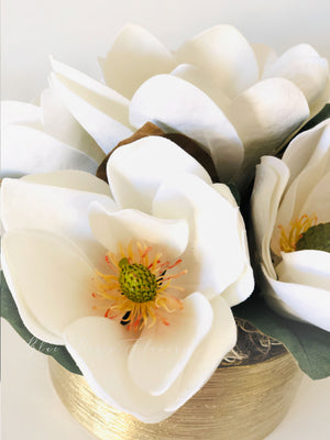 Luxurious White Magnolia Arrangement-Real Touch-Artificial Faux Centerpiece-Fake Flower Centerpiece-Home Decor