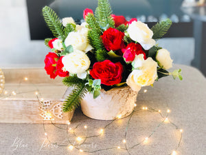 Christmas Artificial Flower Arrangement-Christmas Faux Centerpiece-Christmas Fake Flowers-Centerpiece-Christmas Gift-Decor