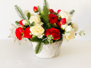 Christmas Artificial Flower Arrangement-Christmas Faux Centerpiece-Christmas Fake Flowers-Centerpiece-Christmas Gift-Decor
